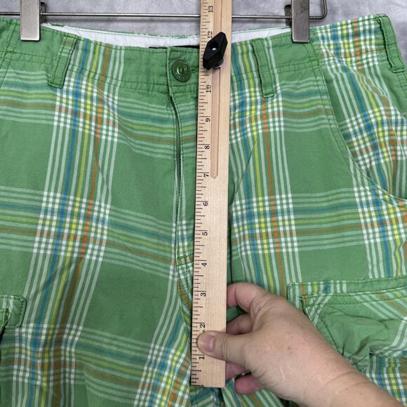 RVCA Cargo Shorts Mens 32 Green Plaid Cotton Pockets Skate Casual Summer Outdoor - Picture 11 of 14